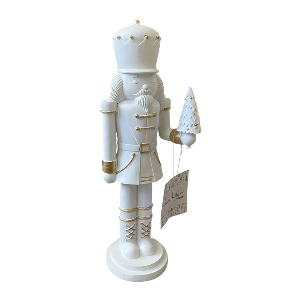 NICOLE MILLER 14in Christmas Nutcracker White & Gold Holiday Glam New - Picture 7 of 10